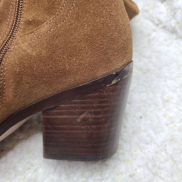 27 Edit Bellamy Tan Suede Leather Slouchy Knee High Western Inspired Boots sz 9W - Picture 7 of 13